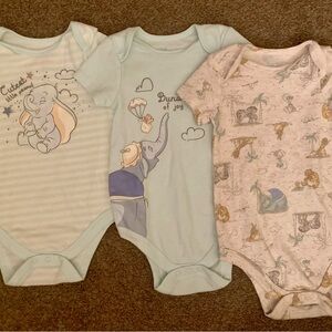 Disney Baby Blue/Cream Dumbo One Piece Set, 3 piece